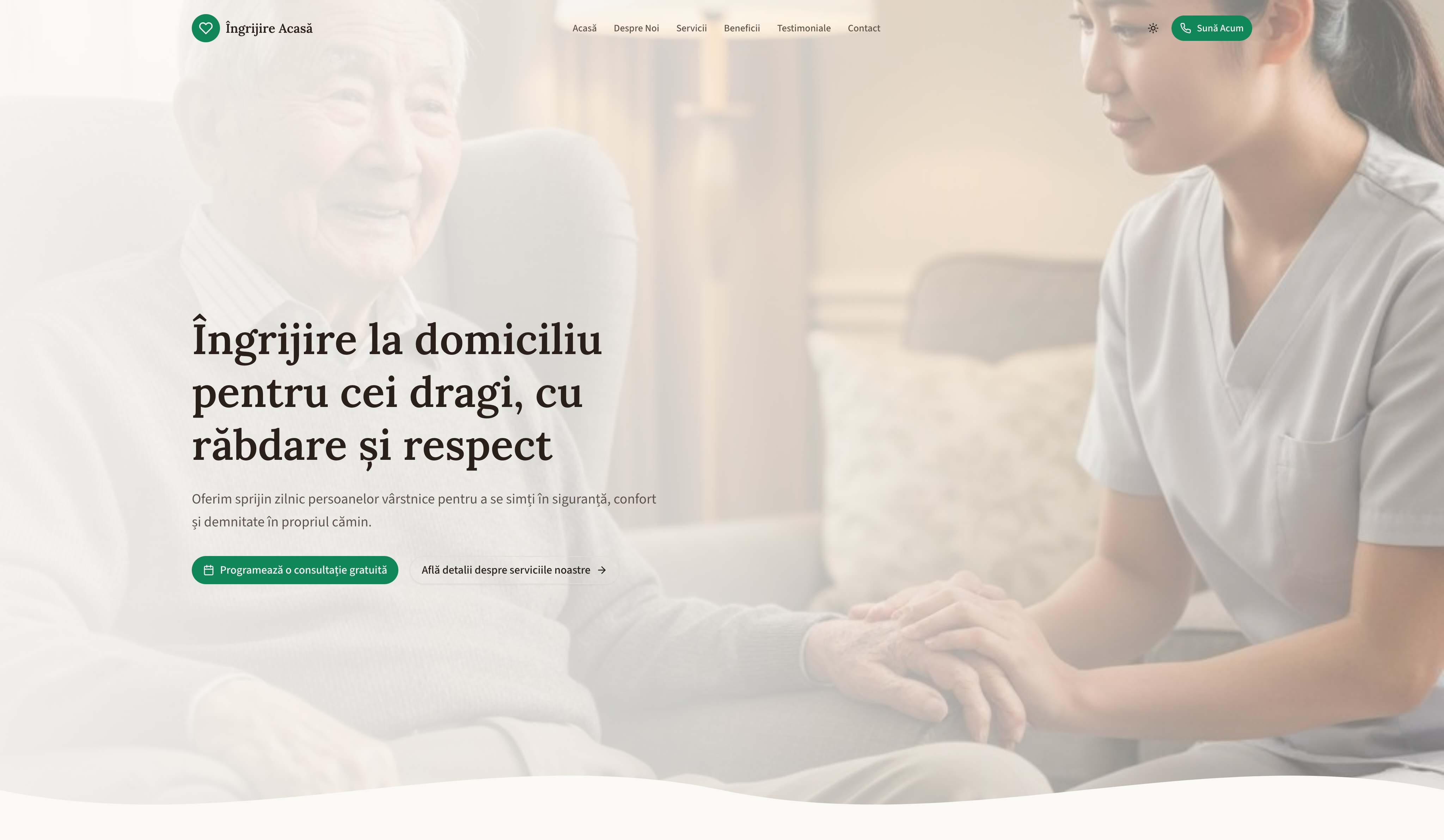 Șablon de site pentru servicii de îngrijire